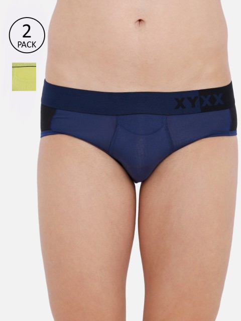 

XYXX Men Pack Of 2 Colourblocked Ultra-Soft Antimicrobial Basic Briefs XYBRF2PCKN165, Navy blue