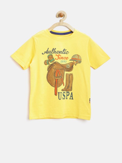 

U.S. Polo Assn. Kids Boys Yellow Printed T-shirt