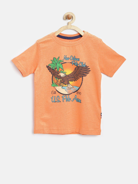 

U.S. Polo Assn. Kids Boys Orange Printed T-shirt
