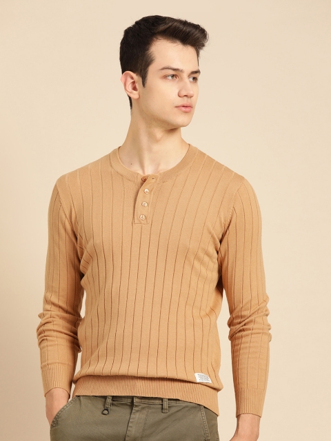 

Mr Bowerbird Men Beige Tailored Fit Striped Pullover, Brown