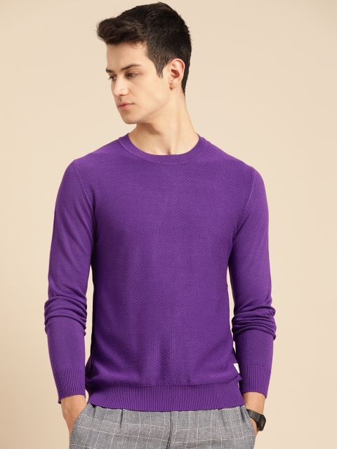 

Mr Bowerbird Men Purple Self Design Pullover Sweater