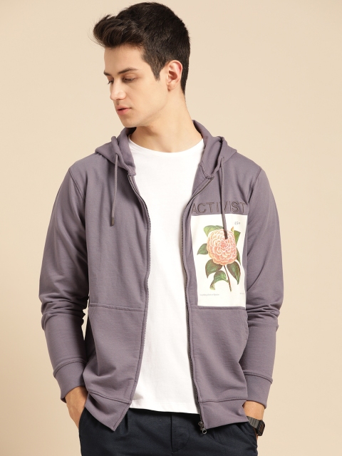 

Mr Bowerbird Men Grey Solid Hooded Sweatshirt