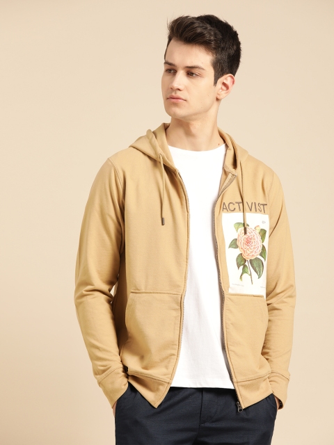 

Mr Bowerbird Men Beige & White Solid Hooded Sweatshirt