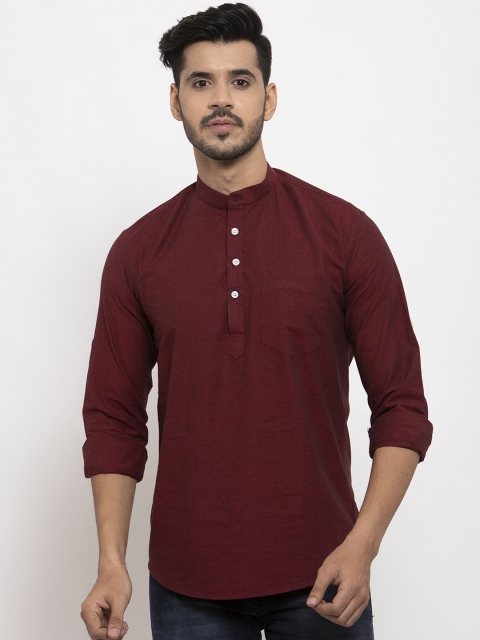 

Rodamo Men Maroon Solid Straight Kurta