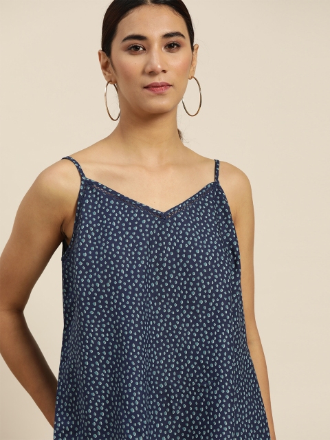 

Invictus Indoor Sustainable ECOVERO Women Blue Printed Cami Top