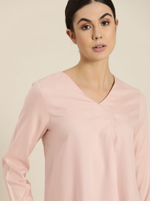 

her by invictus Sustainable ECOVERO Women Pink Pleated Solid Top