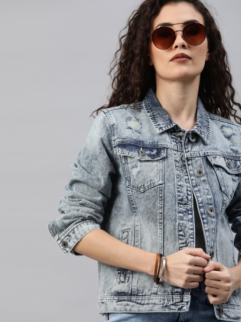 

Roadster Women Blue Washed Denim Jacket