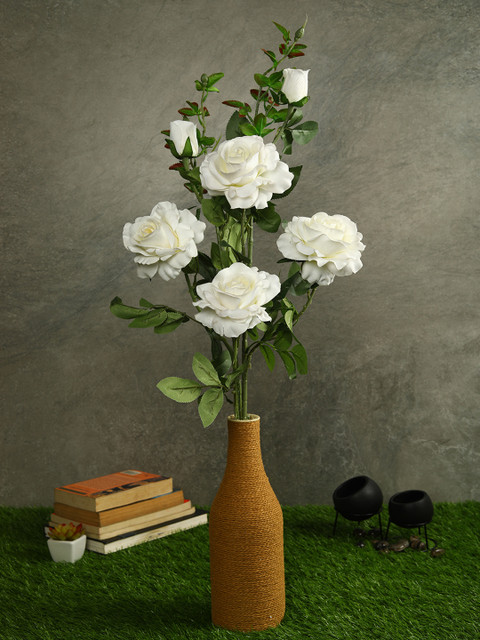 

PolliNation Set Of 2 White & Green Stunning Artificial Rose Flower Stems