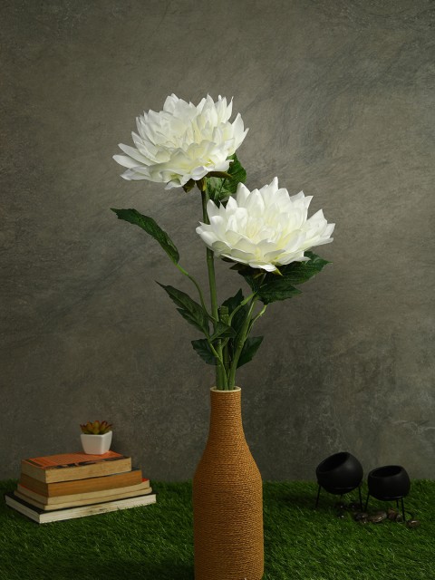 

PolliNation Set Of 2 White & Green Beautiful Artificial Dahlia Flower Stems