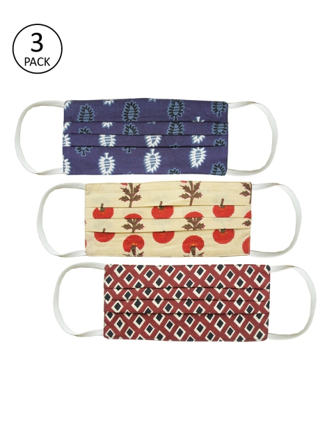 

MABISH by Sonal Jain Adults Pack of 3 Reusable 3-Layers Cloth Masks, Multi