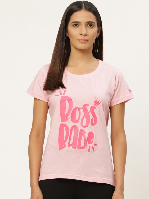 

PRINTOCTOPUS Women Pink Printed Round Neck T-shirt