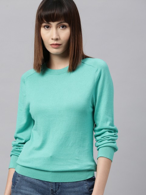 

Kosha Women Turquoise Blue Solid Supima Cotton Pullover