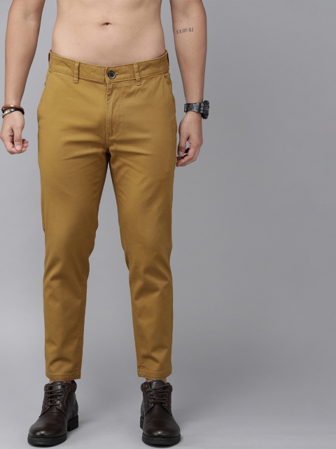 

Roadster Men Khaki Slim Fit Solid Cropped Chinos