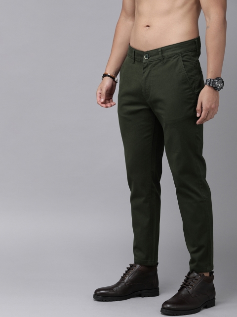 Men Olive Green Slim Fit Sustainable Chinos