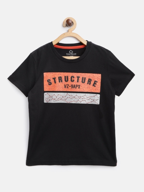 

Sweet Dreams Boys Black & Orange Typography Print Round Neck T-shirt