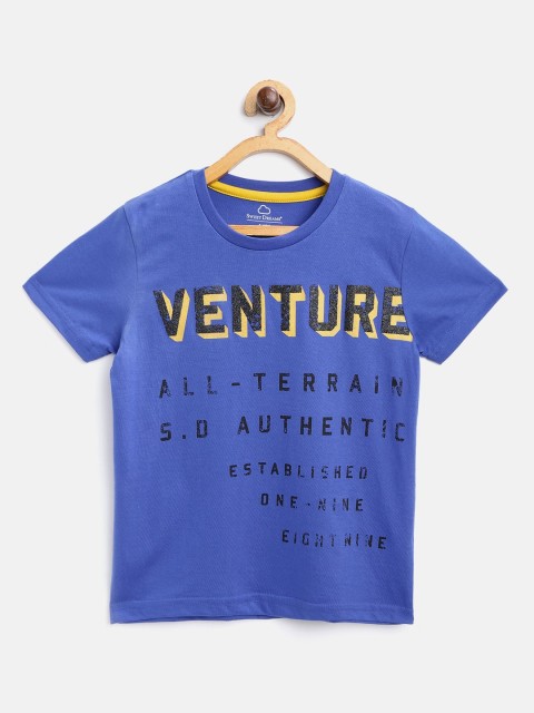 

Sweet Dreams Boys Blue & Black Typography Print Round Neck T-shirt