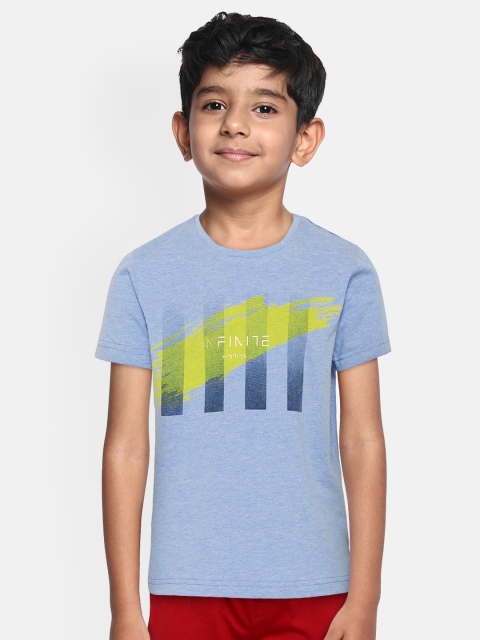 

Sweet Dreams Boys Blue Melange Printed Round Neck T-shirt