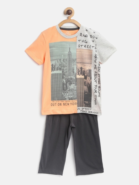 

Sweet Dreams Boys Coral Orange & Black New York City Print Night Suit