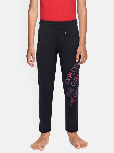 

Sweet Dreams Boys Navy Blue Solid Track Pants with Printed Detail