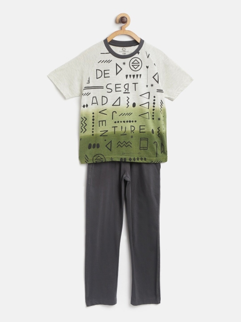 

Sweet Dreams Boys Off-White & Charcoal Grey Printed Night Suit