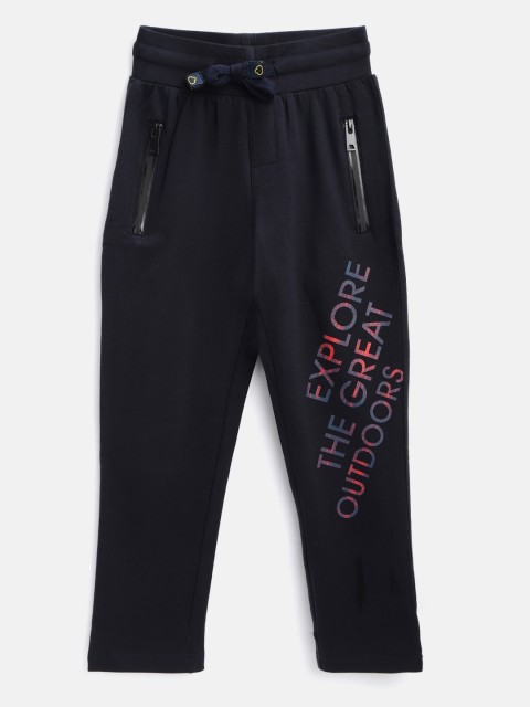 

Sweet Dreams Boys Navy Blue Solid Track Pants with Printed Detail