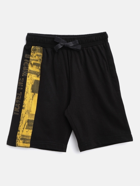 

Sweet Dreams Boys Black Solid Lounge Shorts with Printed Detail