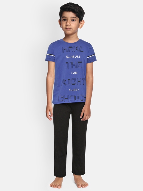 

Sweet Dreams Boys Navy Blue & Black Printed Night suit