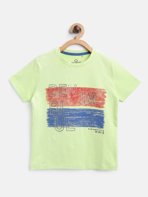 

Sweet Dreams Boys Lime Green & Red Printed Round Neck T-shirt