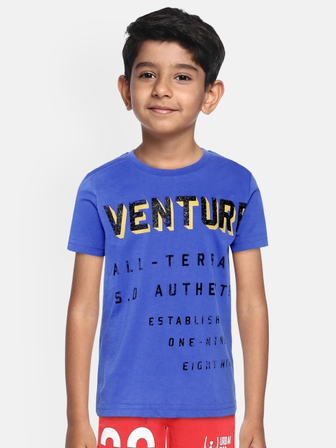 

Sweet Dreams Boys Blue & Black Printed Round Neck T-shirt