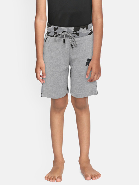 

Sweet Dreams Boys Grey Melange & Black Camouflage Print Lounge Shorts