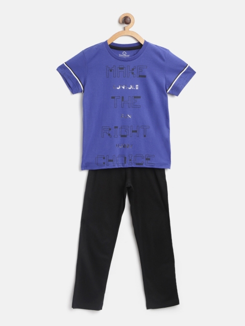 

Sweet Dreams Boys Navy Blue & Black Printed Night suit