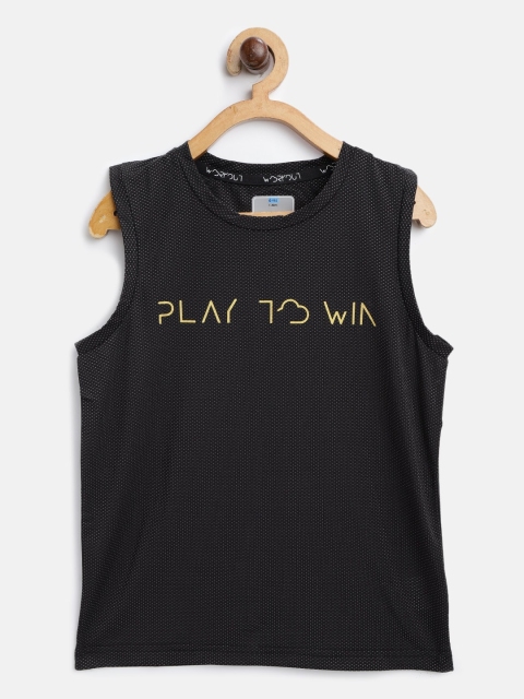 

Sweet Dreams Boys Black & Grey Self Design Round Neck Workout T-shirt
