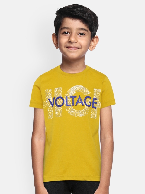 

Sweet Dreams Boys Mustard Yellow & Purple Typography Print Round Neck T-shirt