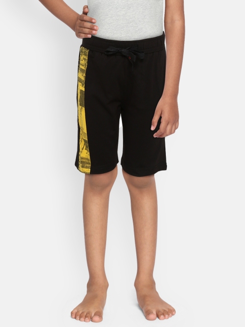 

Sweet Dreams Boys Black Solid Lounge Shorts with Printed Detail