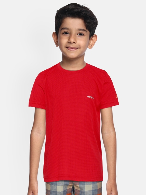 

Sweet Dreams Boys Red Self Checked Round Neck T-shirt