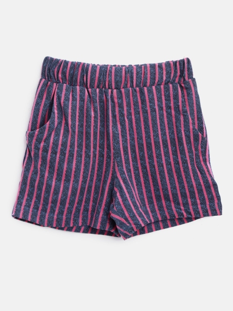 

Sweet Dreams Girls Blue & Pink Striped Lounge Shorts, Navy blue