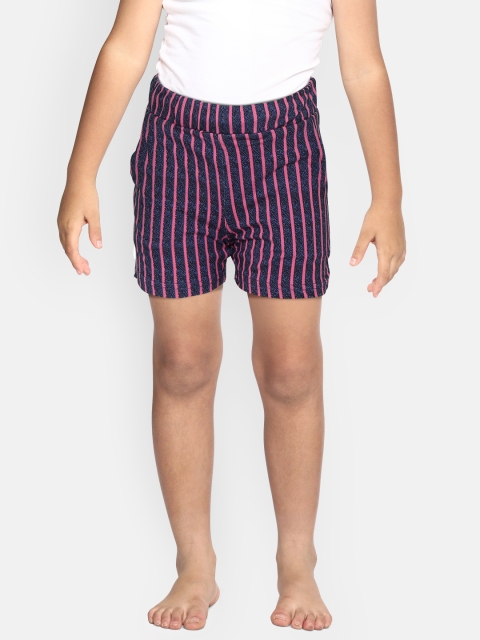 

Sweet Dreams Girls Blue & Pink Striped Lounge Shorts