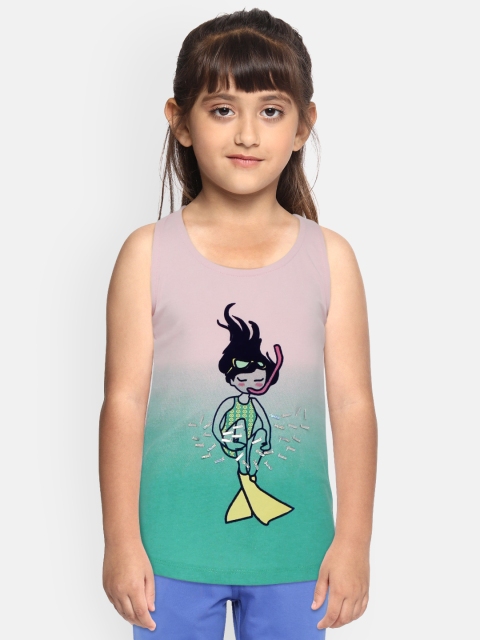 

Sweet Dreams Girls Pink & Sea Green Scuba Diver Print Tank Top