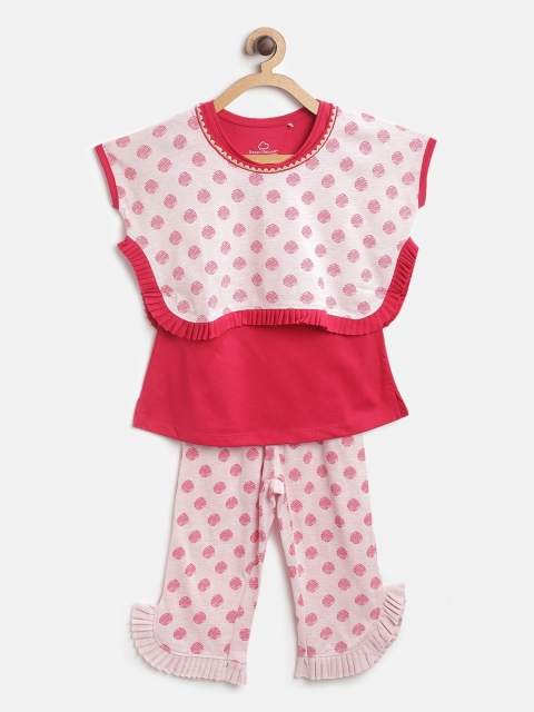 

Sweet Dreams Girls 3 Pc Pink Geometric Print Night Suit Set