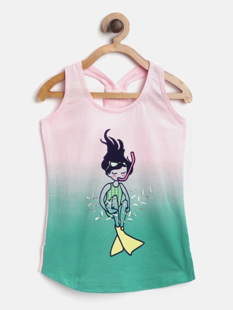 

Sweet Dreams Girls Pink & Sea Green Scuba Diver Print Tank Top