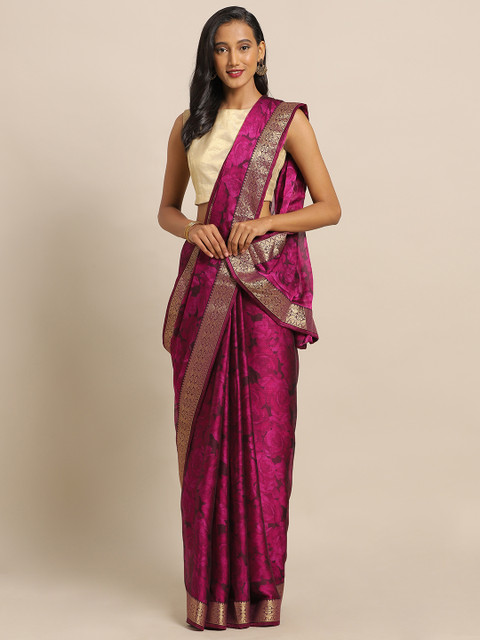 

Satrani Magenta & Maroon Pure Chiffon Printed Saree