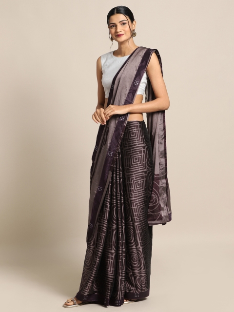 

Satrani Brown Printed Pure Chiffon Saree