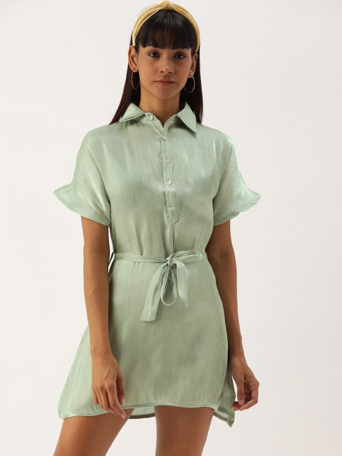 

Campus Sutra Women Green Solid Fit and Flare Dress