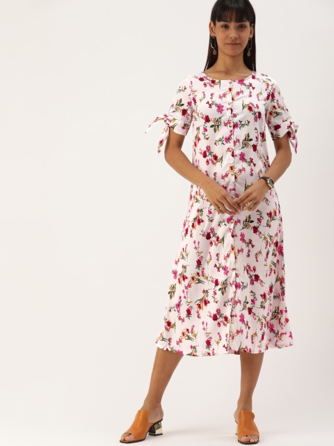 

Campus Sutra Women White Printed A-Line Dress