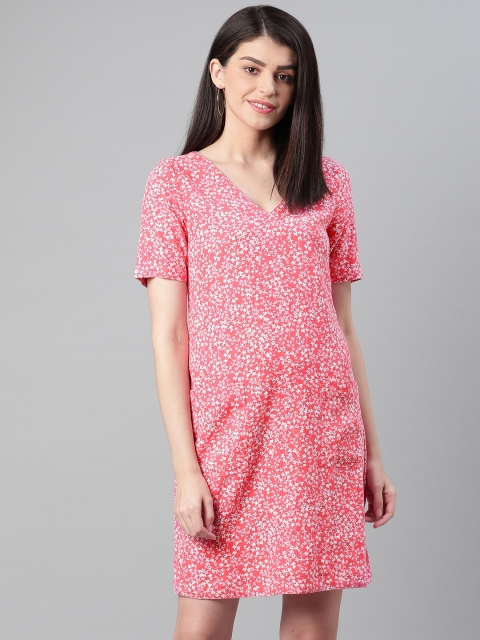 

Marks & Spencer Women Pink & White Floral Print Shift Dress