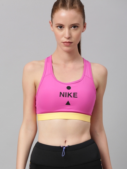 

Nike Pink Printed Non-Wired Lightly Padded DRI-Fit SWOOSH BAND Training Sports Bra CV9504
