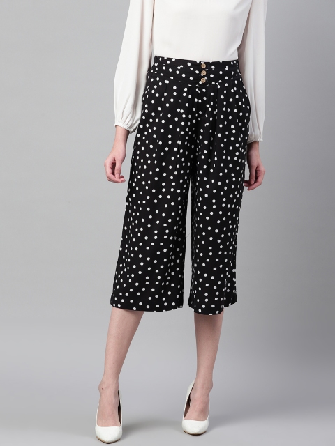 

Marks & Spencer Women Black & White Regular Fit Polka Dots Printed Culottes
