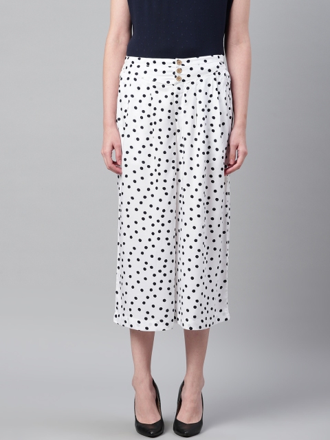 

Marks & Spencer Women White & Black Regular Fit Polka Dots Printed Culottes