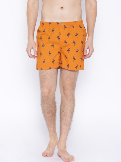 

Flying Machine Orange Printed Pure Cotton Boxers FMAM8039