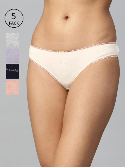 

Marks & Spencer Women Pack of 5 Solid Basic Briefs T613013X, Off white
